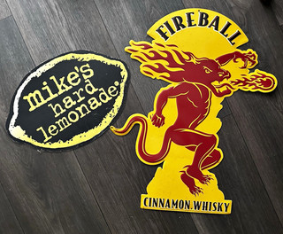 Mike's Hard Lemonade Fireball Cinnamon Whisky Tin Bar Advertising Sign