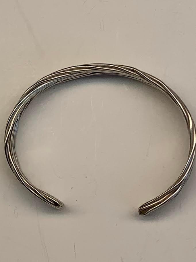 Solid sterling silver cuff bracelet, tapering bra… - image 2