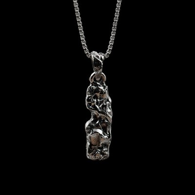 Brutalist Molten Lava Abstract Pendant in Oxidized 925 Sterling Silver Jewelry