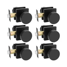 Door Knobs Privacy Keyless, Black Square Rose 6 Pack