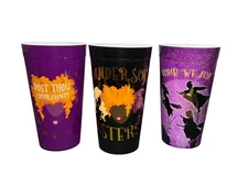 Disney Hocus Pocus 22oz Plastic Drinking Cup (3pack) "Come! We Fly!"