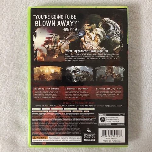 GEARS OF WAR 2 (MICROSOFT XBOX 360) CIB Complete In Box - Codes Redeemed - Picture 3 of 3