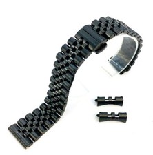 Black Jubilee Style Metal Watch Band 13mm 15mm 17mm 19mm 21mm 23mm 7032