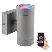 Monto Up Down AußEn Wandleuchte IP54 Grau Mit 2X Rgb GU10 Smart Led Dim Wlan 5W