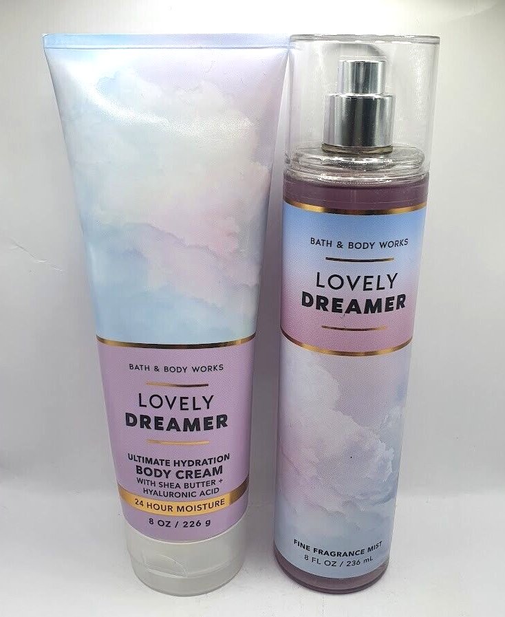BATH AND BODY WORKS LOVELY DREAMER BODY MIST & CREAM 8 FL OZ EACH