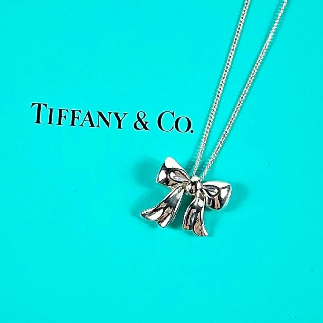Tiffany & Co. Ribbon Bow Classic Necklace Pendant Sterling Silver 925 w/Box