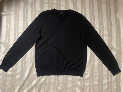 Apt Mens Merino Blend Black Pullover V- Neck Sweater Large - Main Image