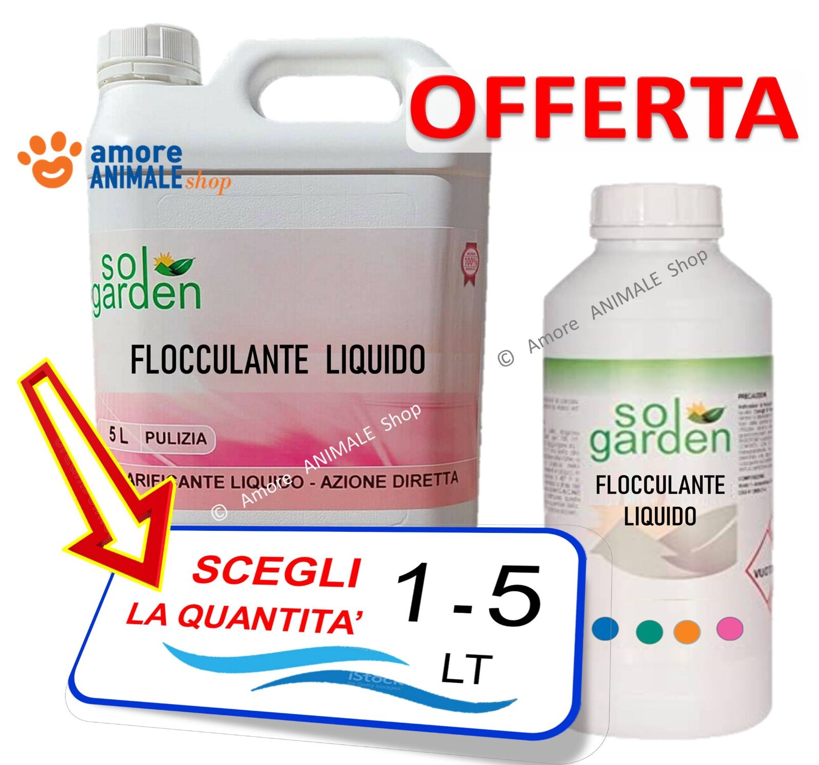 Solgarden Flocking Líquido→ 1/5 Lt el Clarificar Abrillantador Agua Piscina