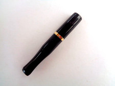 2 x DENICOTEA Zigarettenspitze Standard black / Ring goldin / Filter kurz / 79mm