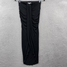 Charlotte Russe Womens Wrap Midi Skirt Black Stretch Ruched Pleated Size XS