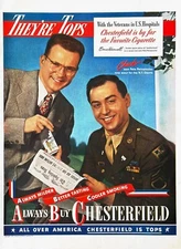 1947 CHESTERFIELD Original Vintage Print Ad Ernie Harwell Detroit Tigers Veteran