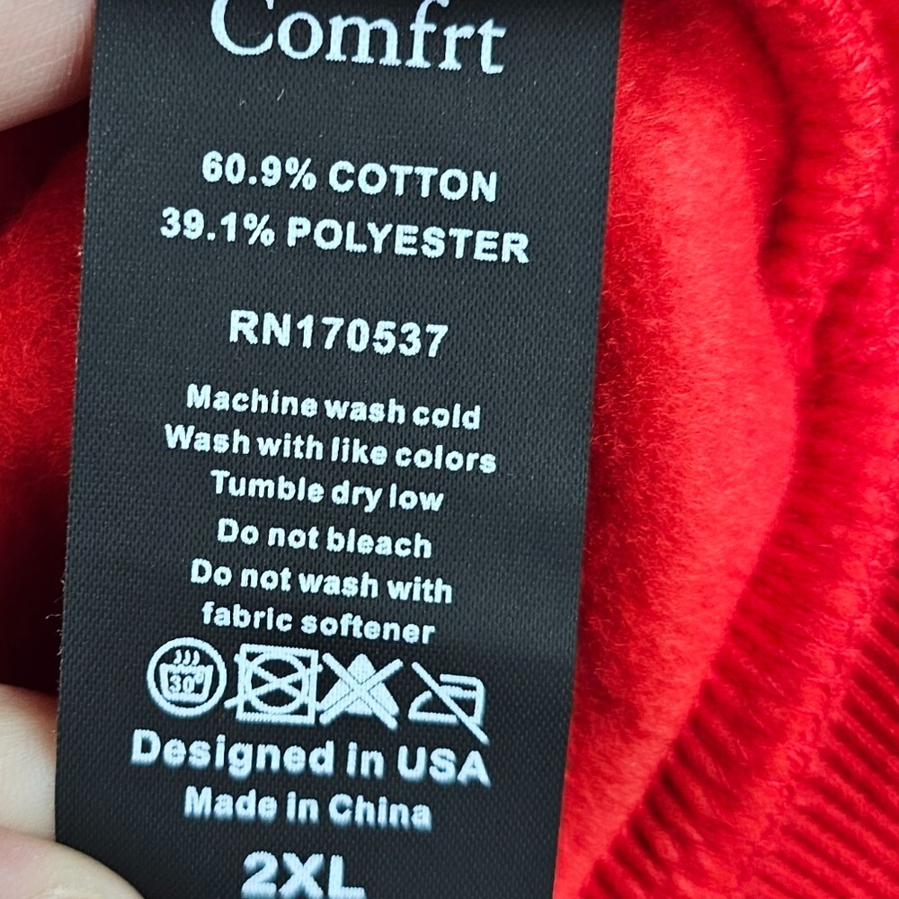 Comfrt Full Zip Hoodie Womens 2XL Red Weighted Fleece Mental Health Classic