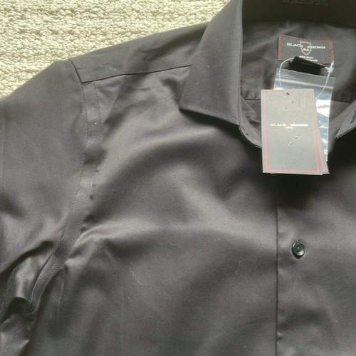 Black Brown 1826 NWT Men’s Slim-Fit Non-Iron Dress Shirt in Black Size 15 NEW - Picture 3 of 12