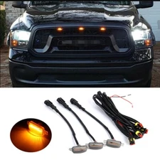 3pcs For Dodge Ram 1500 2500 3500 Smoke Lens LED Front Grille Running Lights Kit