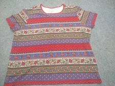 White Stage Vintage Womens Tee Size XL Flower Print Fade and shrink Resistant