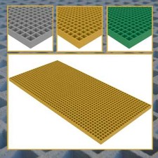 Open-Mesh GRP Grating Panels - 25mm, 38mm, 50mm. Grey, Yellow, Green. **NEW**