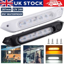 LED Awning Light 12V Amber/White Waterproof 287mm Caravan Campervan with Switch