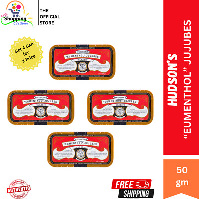 4 x 50g Hudson's Eumenthol Jujubes Classic for Refreshing The Mouth and Breath
