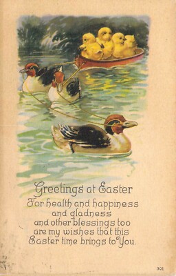 antique postcard Easter greetings and it was made U.S.A. by Karle co.   1J 