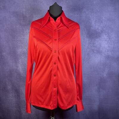 70er Jahre Vintage Damen Hemd mit Dolchkragen und Knopfleiste
