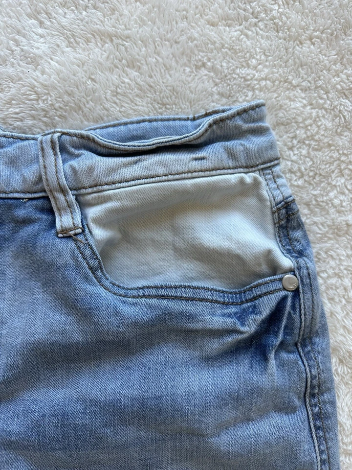 Dollhouse Jean Mini Skirt Frayed 2 Tone Juniors Women Size 13 Large L Pockets  - Image 4 of 4