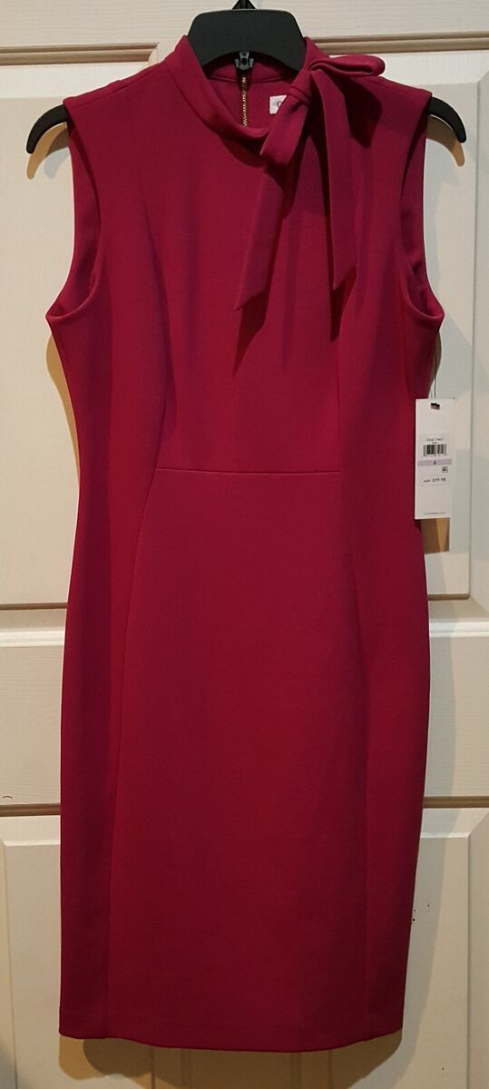 Calvin Klein CD4C1N62 Tie Neck Boysenberry Stretch Crepe Calvin Klein CD4C1N62 Tie Neck Boysenberry Stretch Crepe