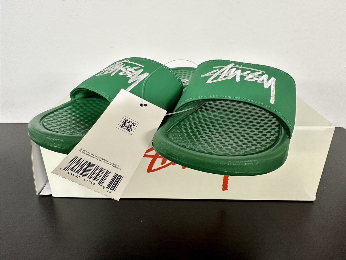 Nike x Stussy Benassi Slides Sandals Pine Mens Size US4 Nike x Stussy Benassi Slides Sandals Pine Mens Size US4