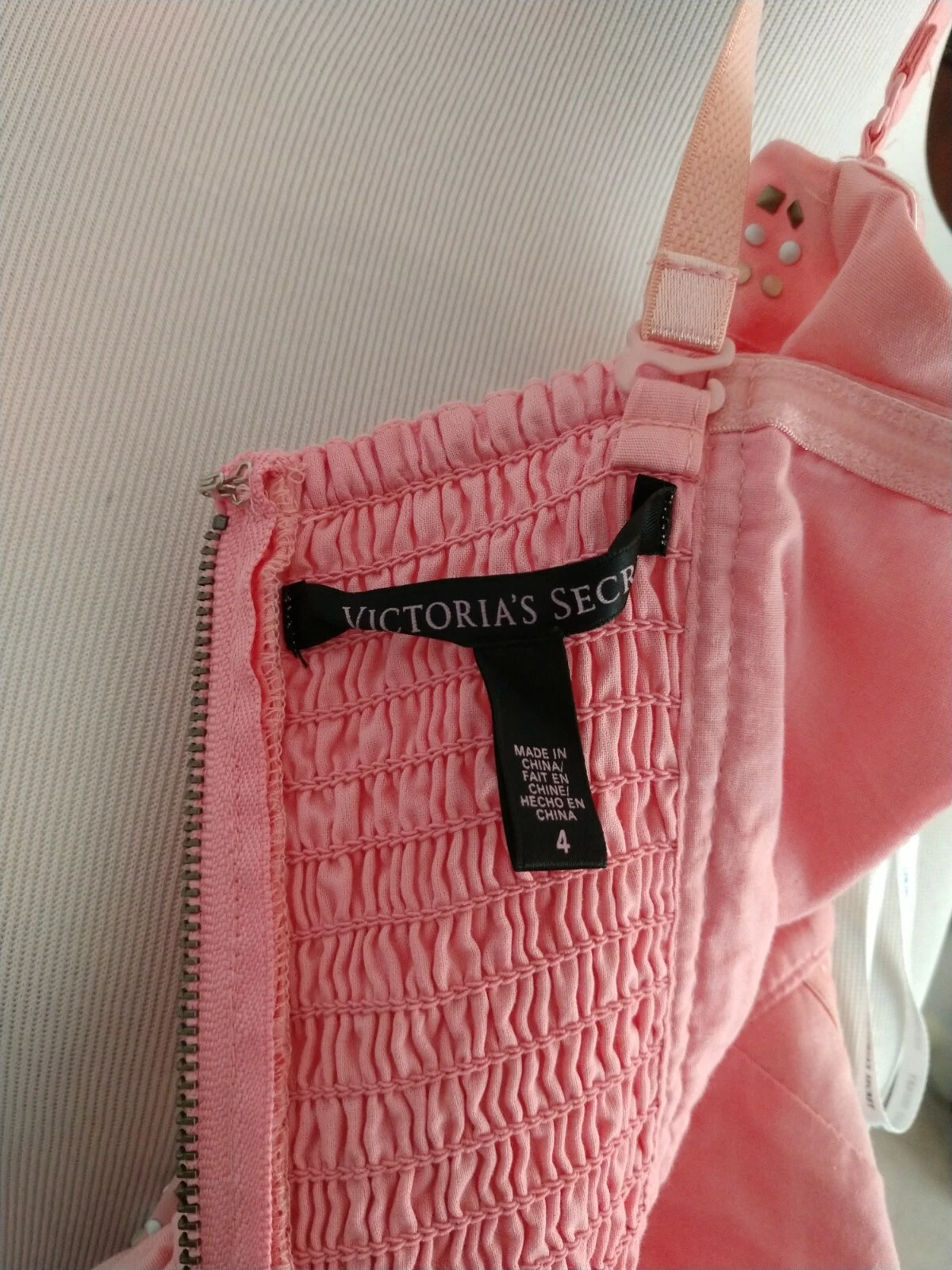 UNDERCOVER DONNA tg 4 VICTORIA'S SECRET PRENDISOLE impreziosito ROSA CORALLO FUMÈ BELLISSIMO