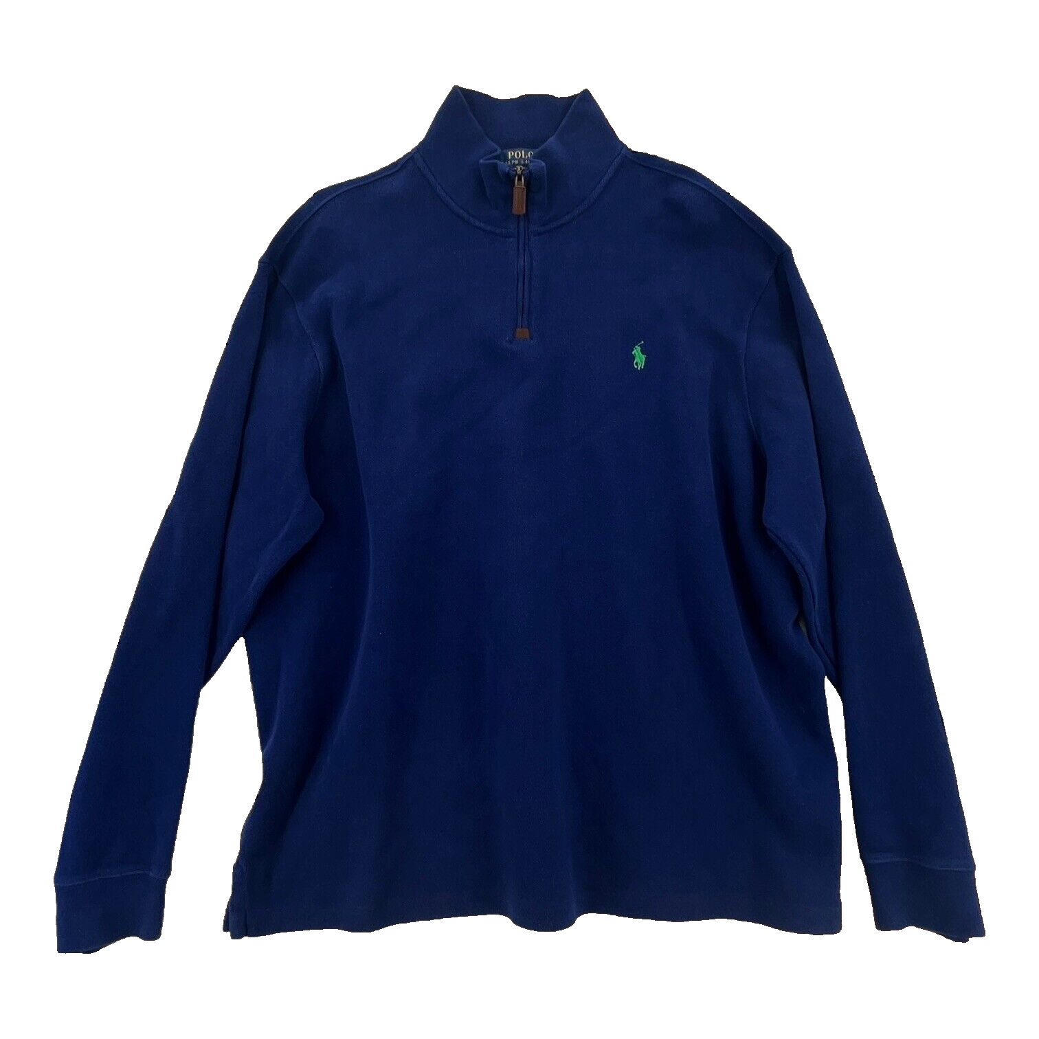 Felpa Polo Ralph Lauren uomo XXL blu verde pony maglione esterno cerniera 1 4