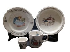 Vintage Peter Rabbit Nursery Toddler Dish Set Wedgwood Beatrix Potter *4* Piece