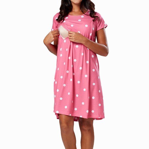 Maternity Womens Nursing Nightdress Breastfeeding Nighty Pyjamas Nightwear PJs - Picture 15 of 18
