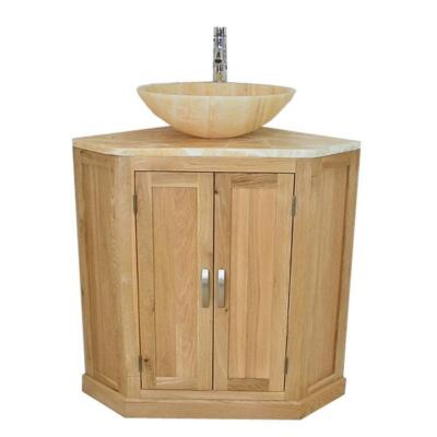 Massive Eiche Badezimmer Waschtisch Eckwaschtisch Onyx & Onyx Waschbecken 501B