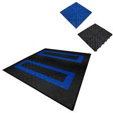 Image of Monster Shop Vented Garage Floor Tiles With Edges – 165 Black & 60 Blue