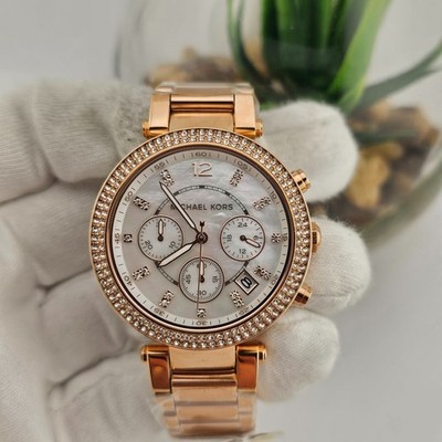 NEW MICHAEL KORS WOMENS WATCH MK5491 STEEL ROSE GOLD STRAP WITH WHITE DIAL