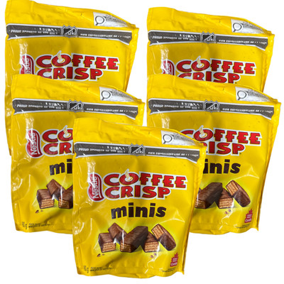 5 Pack Coffee Crisp Minis Wafer Bars Pouch 180g Chocolate Candy EXP!!08/25/26