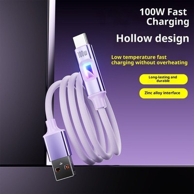 1.2/1.8m Type C Charging Cable with LED Light USB to Type C Cord 100W 480Mbps