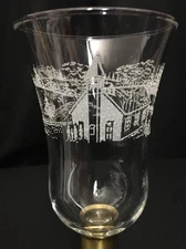 Home Interiors Clear Glass Etched Votive/Candle Holder Winter Scene  Church-More