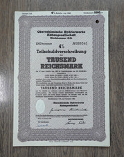 Oberschlesische Hydrierwerke Blechhammer Teilschuldver 1000 Reichsmark 1942 -A60
