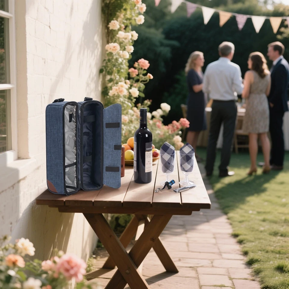 Bolsa de vino ALLCAMP - Bolsa refrigeradora aislada con copas de vino, abrebotellas y Wi... Foto 3 de 4