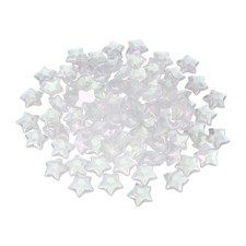100 Pcs Flat Back Resin Star Beads, Glitter Star Charm, White