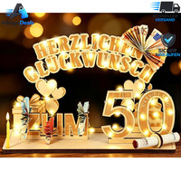 Geschenkbox 50. Geburtstag Holz Mit LED Lichterkette FüR Geldgeschenke