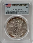 2016 $1 American Silver Eagle PCGS MS70 First Strike 30th Anniversary Toning