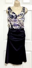 Suzi Chin for Maggie Boutique Ruched-Waist Dress Sz 6 Satin Party Holiday Career