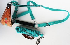 Noseband Tack Bronc Leather Horse Halter Tiedown Lead Rope 280297