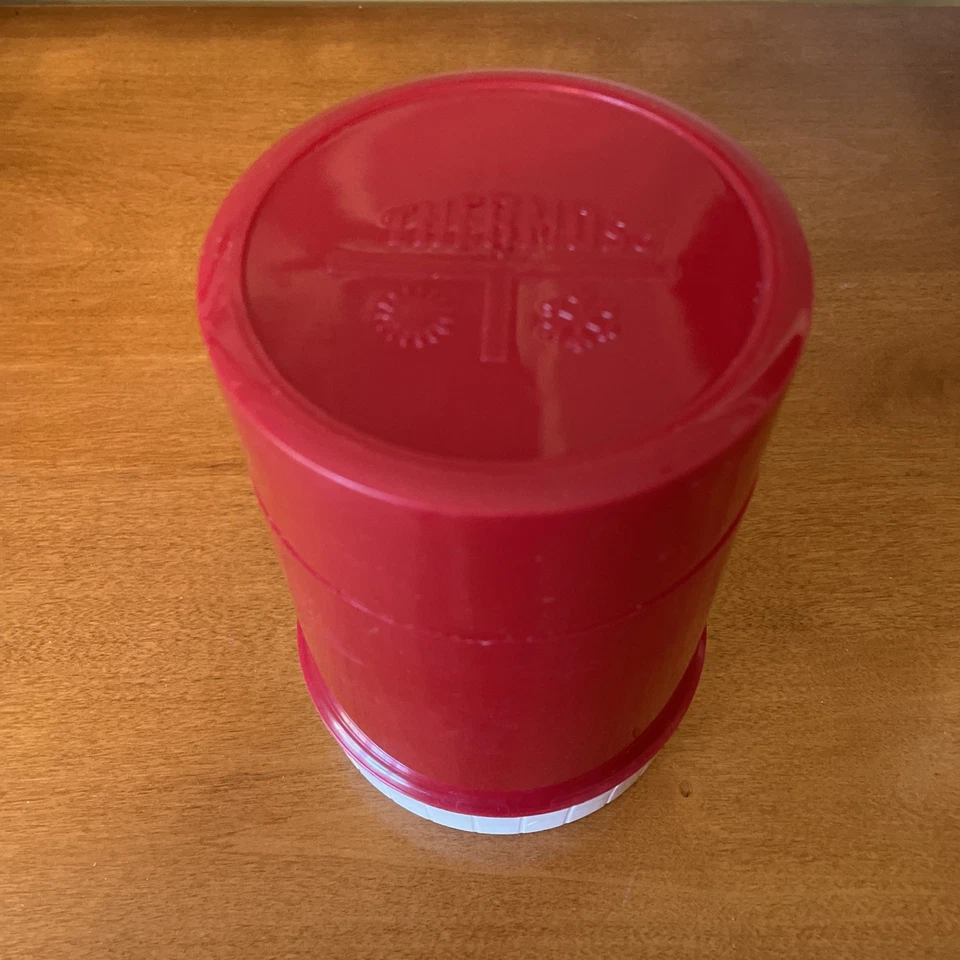 Termo vintage 10 oz tarro de comida bebida sopa caliente frío rojo blanco hecho en EE. UU. Foto 4 de 4