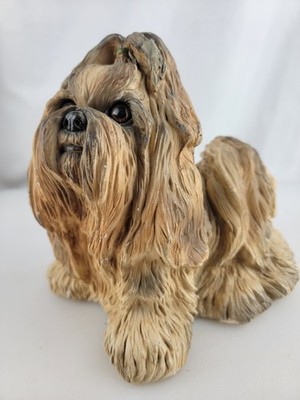 6.5'' Tall Animals Classics  Shih-Tzu Dog Glass Brown Eyes  Figurine 5lb 