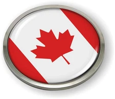 BestLicensePlateFrames Flag of Canada 3D Domed CAR Emblem Badge Sticker Round