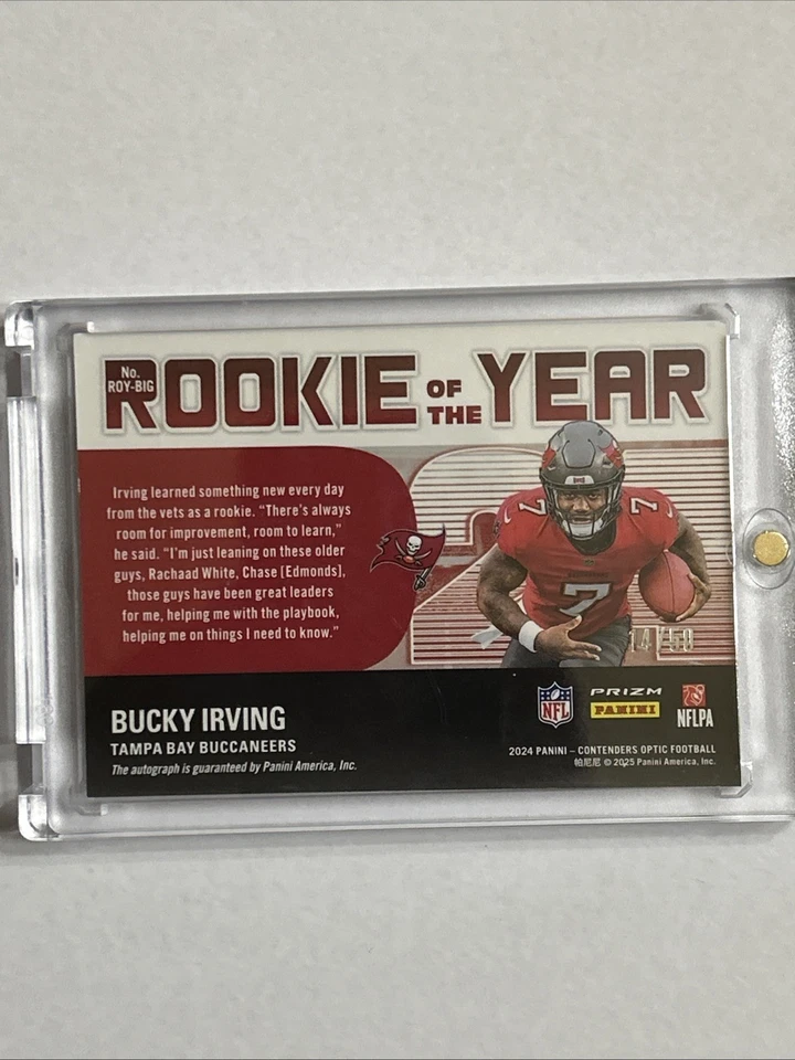 2024 Panini Contenders Optic Autographs Bucky Irving Orange /50 🔥 RC - Image 2 of 3