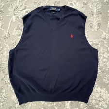 Polo by Ralph Lauren navy blue v-neck sweater vest, Pima cotton XXL