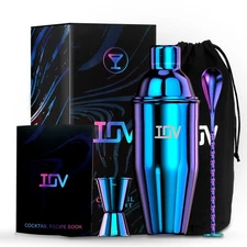 Cocktail Shaker Bar Set, 24oz Martini Shaker with Built-in Strainer, Bar Tool...